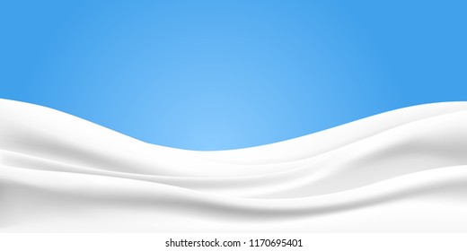 Rippled wavy milk. Beautiful background. Realistic design. Shiny silk fabric. Vector illustration.