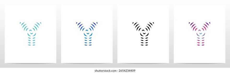 Ondulações Ecos Curvas Linhas Traços Letra Inicial Logotipo Design Y