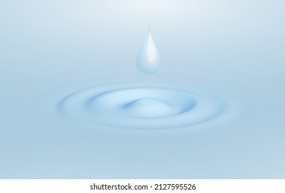 Ripples of gel or soap or milk. A drop of liquid flows to the surface and leaves streaks. Vector illustration of water splash in perspective