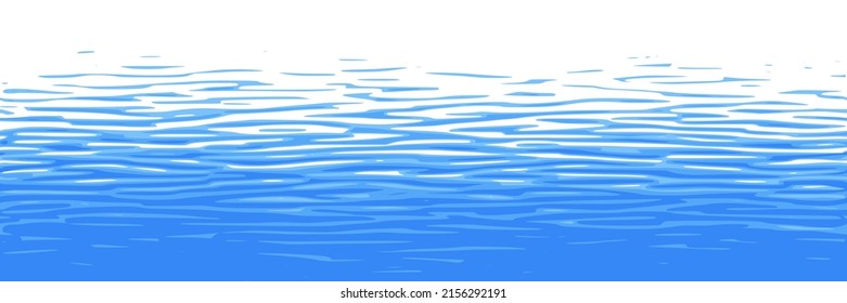 Ripples and water waves, sea surface. Vector natural background, seamless border.