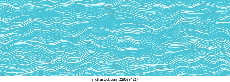 Ripples and water waves, sea surface. Vector natural background, banner.