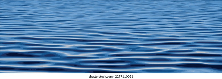 Ripples and water waves, sea surface. Vector natural background, banner.