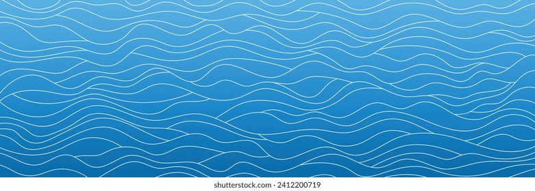 Ripples and water waves, sea surface, vector natural background, banner