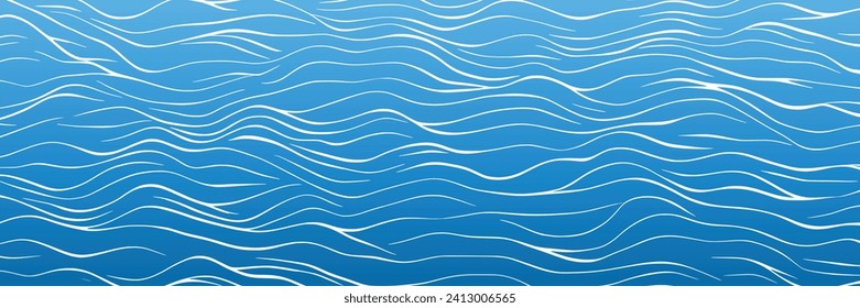 Oleadas y olas de agua, superficie del mar, fondo natural vectorial, cartel