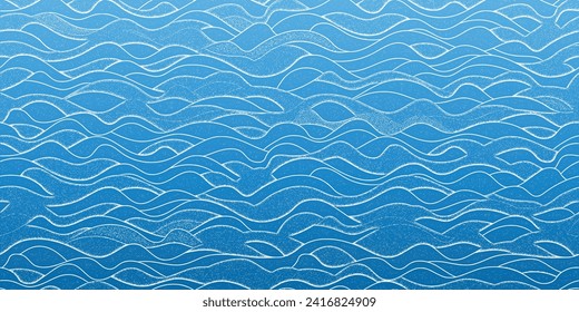 Oleadas y olas de agua, superficie del mar, fondo natural vectorial