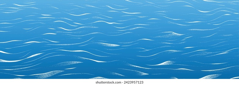 Ripples and water waves, sea surface, vector natural background, banner