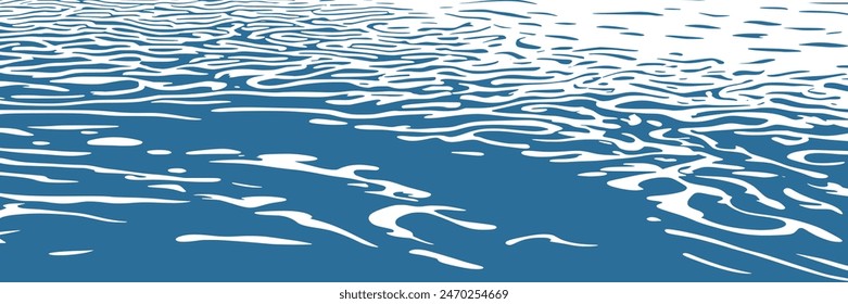 Ripples and water waves, sea surface, vector natural background, banner