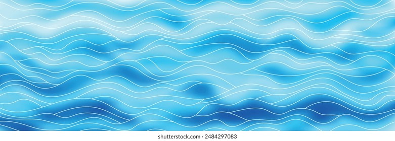 Ondas y olas de agua, superficie del mar, fondo natural del Vector, Anuncio