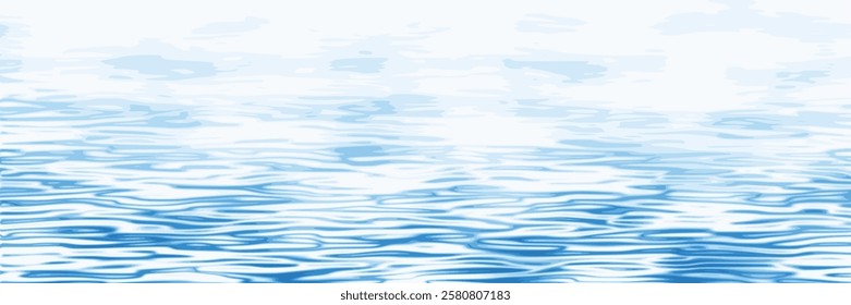 Ripples and water waves, sea surface, vector natural background, banner