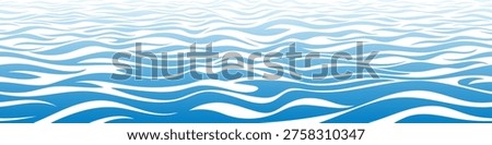 Ripples and water waves, seamless border sea surface, vector natural background, banner