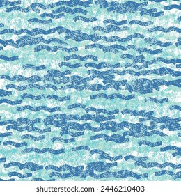Ripples or waves on a lake or flowing water. Doodle graphics in shades of blue on white. Abstract vector. Seamless pattern.