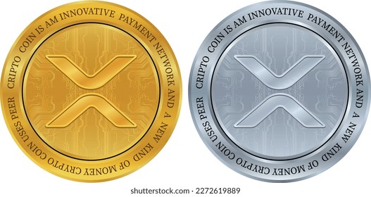 ilustraciones vectoriales de monedas ripple-xrp. 3.ª ilustración