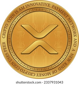 ripple-xrp-Münze, Vektorgrafiken. 3D-Illustration