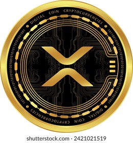 ripple-xrp coin vector illustrations on transparent background. 3d illustration