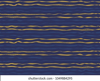 Rippling curved stripes horizontal lines vector pattern. Thin intersecting and parallel bent lines, curve wavy ribbons clothing fabric.  Wavy stripes ripple fabric texture print.