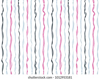 Rippling curved stripes vertical lines vector shirt pattern. Thin intersecting and parallel bent lines, curve wavy ribbons clothing textile.  Wavy stripes ripple fabric texture fashion art.