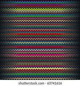 Ripply Color Stripes on Black Background. Vector Illustration