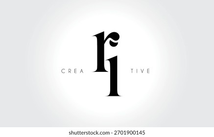 Logotipo elegante del monograma del serif de RIri – Letra tipográfica de lujo en minúscula para la marca moderna
