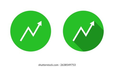 Rise arrow icon with long shadow. Upward trend sign symbol