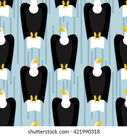 Rise Bald Eagle seamless pattern. bird of prey of family. Hawk. Background of flight of birds in air stream
