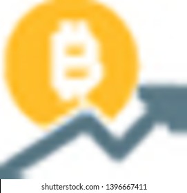 rise of bitcoin value with up arrow