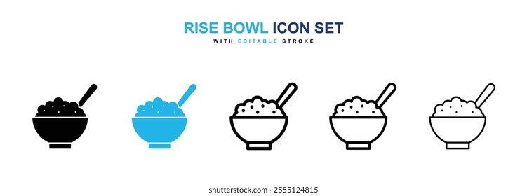 Rise Bowl icon collection in black and blue colors