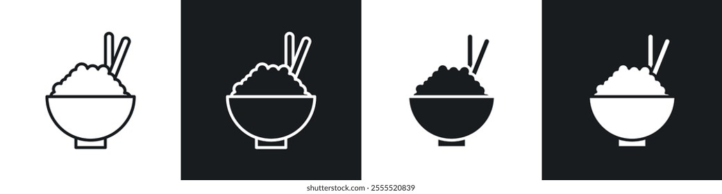 Rise Bowl icon vector collection in black and white.