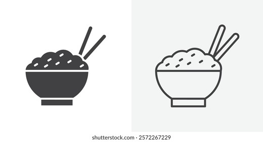 Rise Bowl icons. flat and line style set