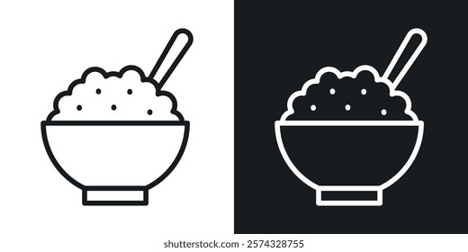 Rise Bowl icons in thin black and white stroke liner style