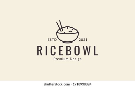 rise bowl line with chopsticks logo design vector icon symbol illustration