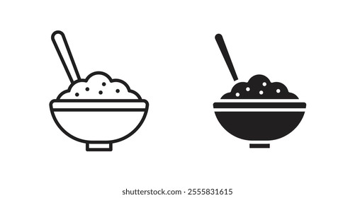 Rise Bowl outlined and solid icon vector collection.