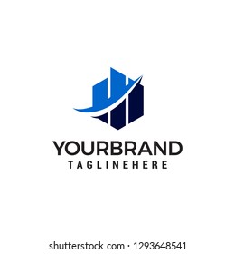 Rise up building real estate chart logo