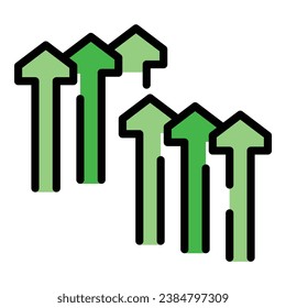 Rise business trend icon outline vector. Site network. Research element color flat