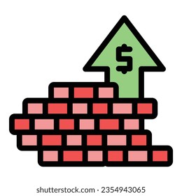 Rise coin stack icon outline vector. Work free. Happy dream color flat