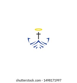 rise of cross logo concept with simple style