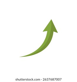 Rise curved arrow icon in flat style. Upward direction sign. Increase symbol
