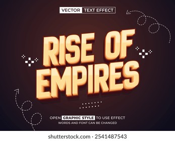 elevar texto editável do império, efeito de fonte, texto 3d para título