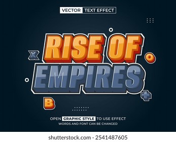 elevar texto editável do império, efeito de fonte, texto 3d para título