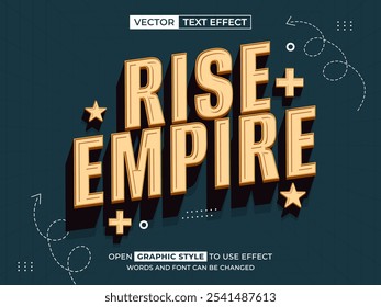 elevar texto editável do império, efeito de fonte, texto 3d para título