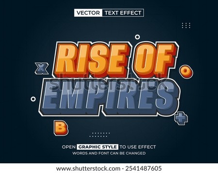 rise empire editable text, font effect, 3d text for title