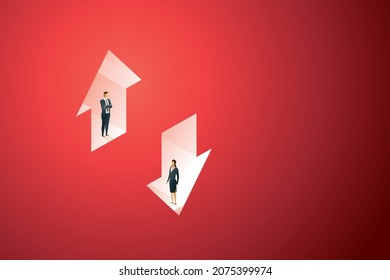 The Rise And Fall Of Business Indicators Different Visions Of Investors Financial Investment Volatility. Isometric Vector Illustration.