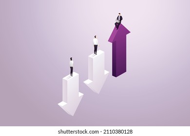 The Rise And Fall Of Business Indicators Different Visions Of Investors Financial Investment Volatility. Isometric Vector Illustration.