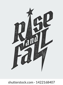 rise and fall typography slogan with thunder graphic illustration