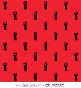 Rise Fist Vector Seamless Pattern