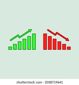 Rise in flat style. Business graph. For concept design. Success concept.