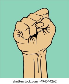 rise hand  fist flat vector isolated illustration 