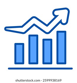 Rise Icon in Blue Color Style. Simple Flat Icon Vector. Simple Vector Design