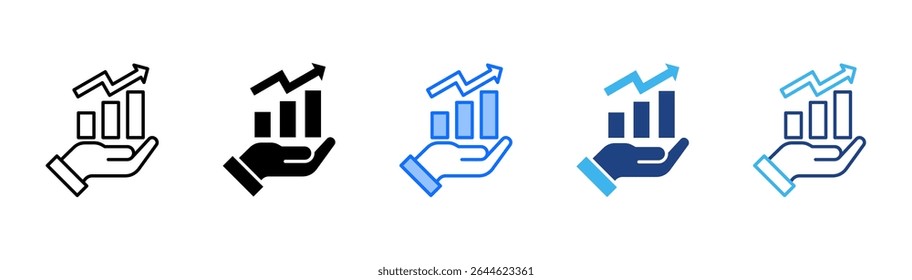 Rise icon set multiple style collection