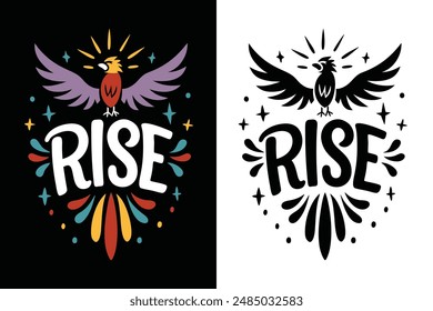 Rise Inspirational Motivational Quotes Typography T-shirt Design Vector Illustration - Uplifting Positive Message Graphic Art for Apparel and Prints