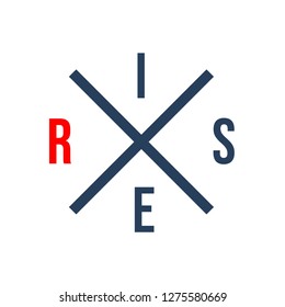 Rise logo vector with crossed bar. Suit for company logo, marketing material, group or community icon, etc
